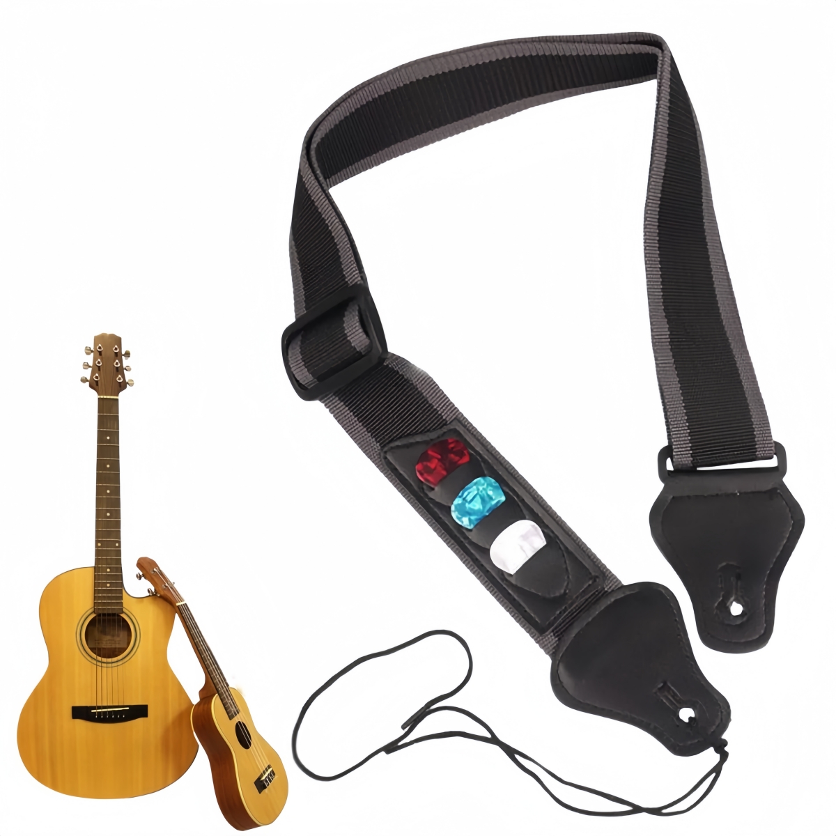 Electric Guitar Pick Pack - Miwayer PU lederen gitaarband, verstelbare schouderriem