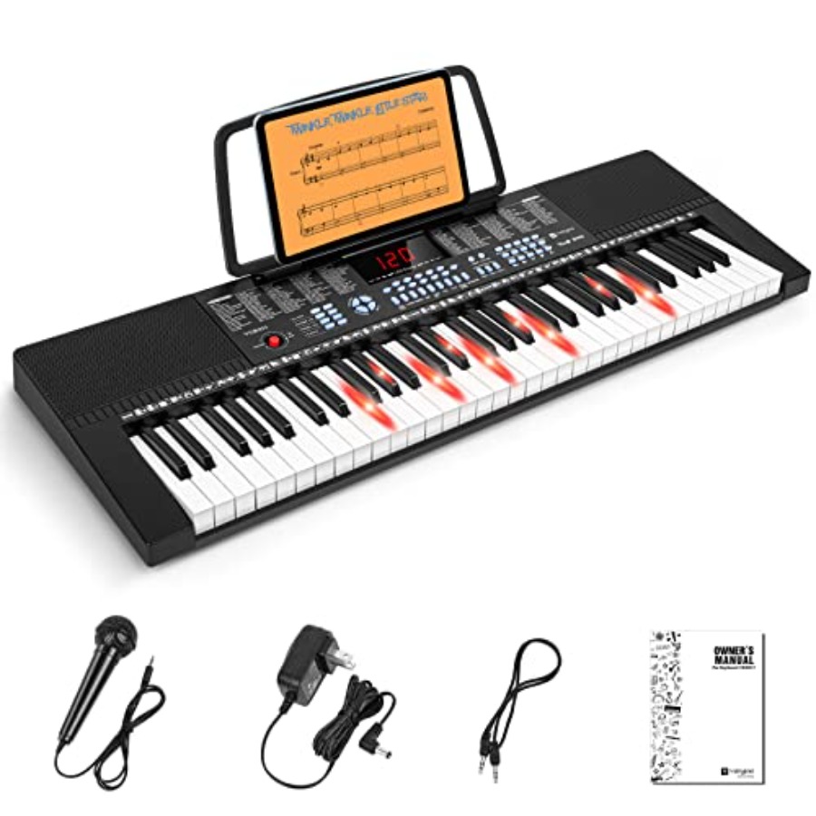Keyboard Piano 61 Key - Beginnerskeyboard met 61 toetsen, verlichte toetsen,