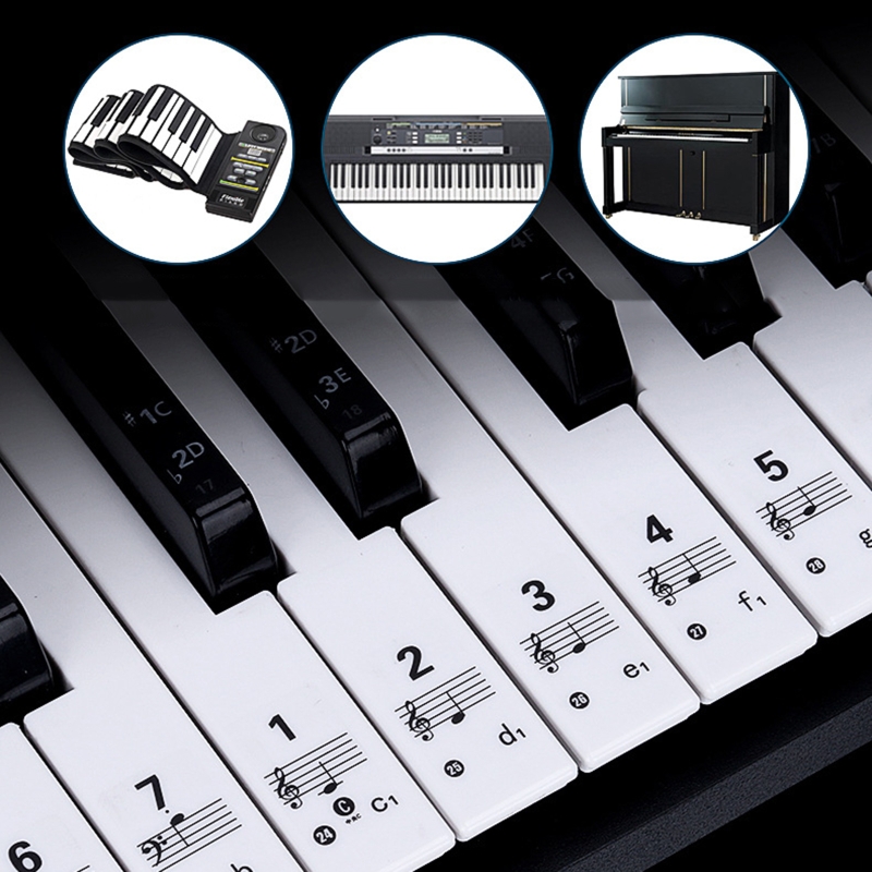 Keyboard Piano 61 Key - Transparante verwijderbare pianotoetsenbordstickers dun met kleurrijke
