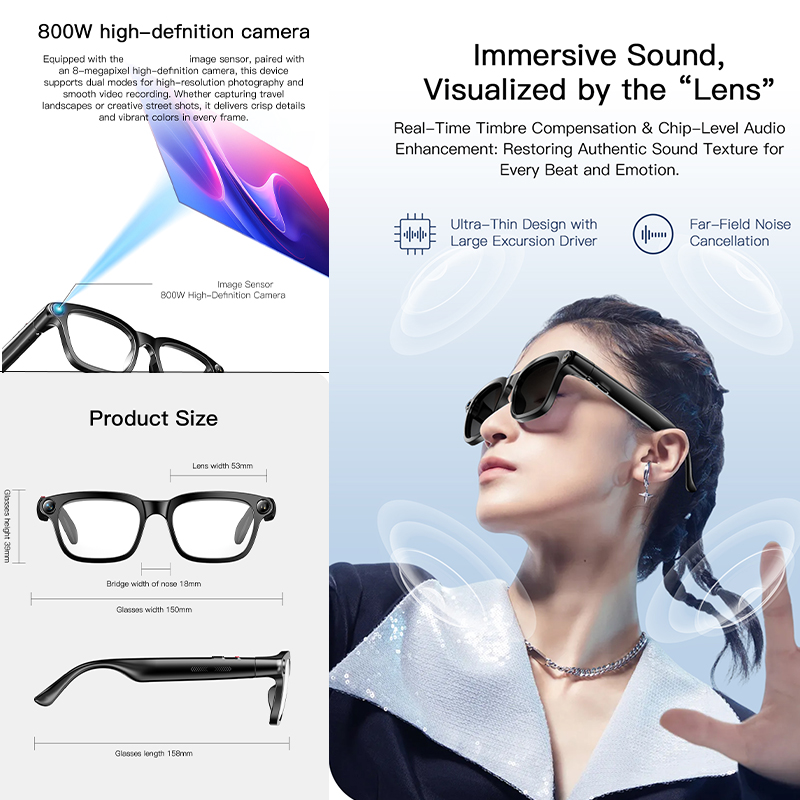 Nieuwe AI Smart Glasses 800W H - Audio Music To Video Ai Free recensie en prijs